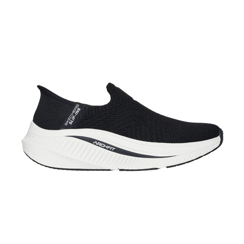 خرید کفش مشکی آسان پوش زیره سفید زنانه اسکچرز مدل 125586 BKW Slip-ins: Go Walk Max Cushioning Arch Fit - Camila از کایانا اسپرتس